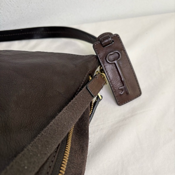 FOSSIL Gwen Hobo Expandable Leather and Suede Large Crossbody Shoulder Bag Purse - Picture 13 of 16